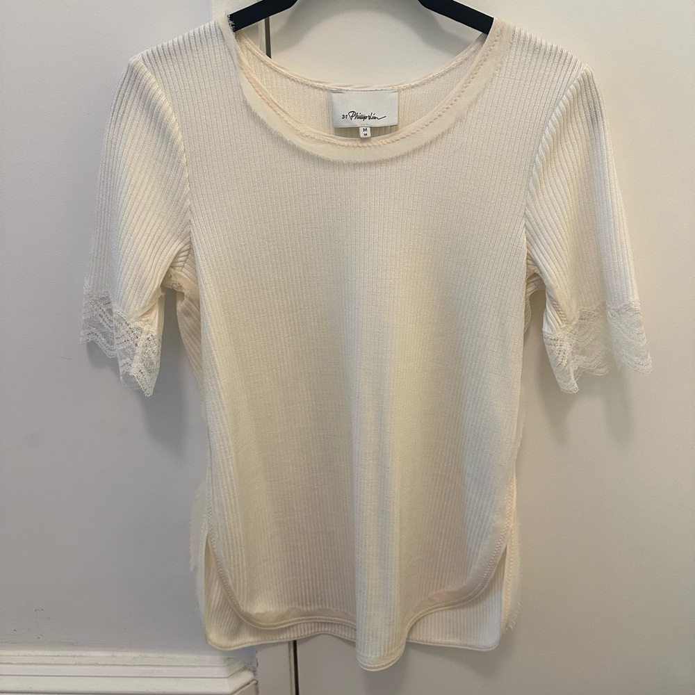 3.1 Phillip Lim Cream Short Sleeve Tee